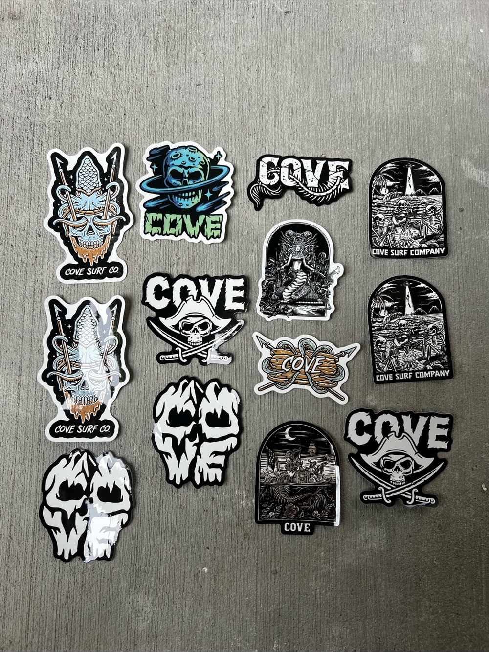 Cove Surf Co. Stickers - Black, White & Accent Colors
